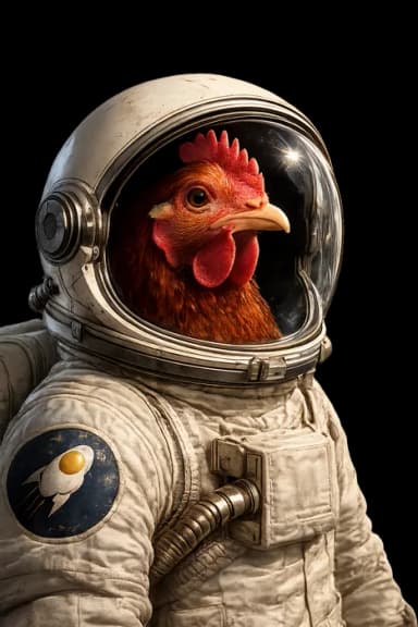 Estrellados — gallina astronauta