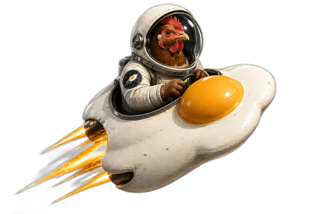 Gallina astronauta Estrellados en su nave